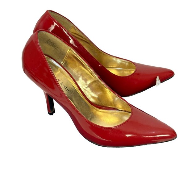 (9-215) Kelly & Kathie Red Patent Leather High Heel Pumps Size 7M - Picture 10 of 14